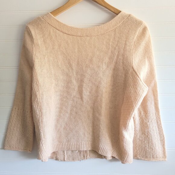Free People Cardigan Sweater Womens Medium Peachy Pink Angora Blend Sequins - Picture 9 of 11